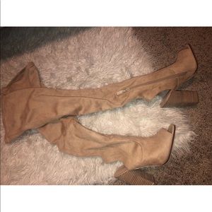 Knee high tan boots. NEVER WORN